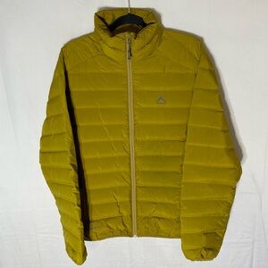 K-Way Mustard Rio White Duck Down Filled Puffer Jacket M